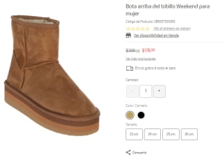 Bota Arriba Del Tobillo Weekend por $175 en Suburbia