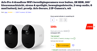 Arlo Pro 4 2-pack beveiligingscamera's voor €199