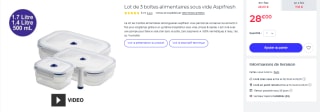 Lot de 3 boîtes alimentaires sous vide Aspifresh à 28€
