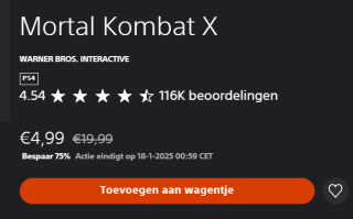 Mortal Kombat X voor €4,99 in de Playstation Store