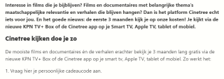 Probeer 3 maanden gratis Cinetree via KPN