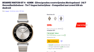 Huawei Watch GT 4 41mm Zilver (Zilver) voor €199 bij Bol