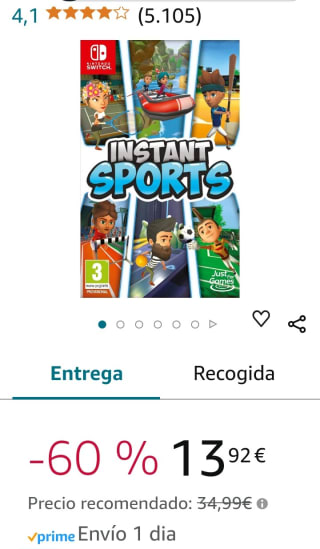 Instant Sports Nintendo Switch por 13,92€.