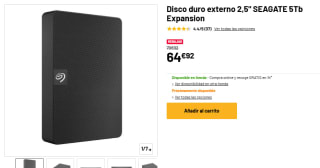 Seagate Expansion Portable 2.5" 5TB USB 3.0 disco duro por 64,92€