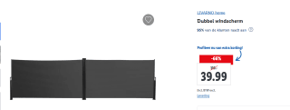 LIVARNO Dubbel windscherm 160 x 600 cm voor €39,99 in de Lidl webshop