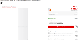 Frigorífico combi - OK OFK 611 F W NF, No Frost, 186 cm, 293 l, Luz interior por 319€