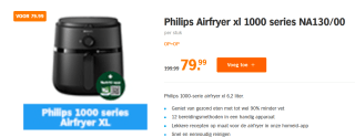 Philips 1000 series NA130/00 Airfryer 1000-serie, 6,2 liter voor €79,99 bij de AH