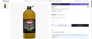 Abril- Aceite de Oliva Virgen Extra, garrafa de 5L por 44,99€ (32,99€ nuevo usuario)