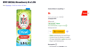 8 Stuks Roosvicee 1 kcal aardbei 1,5 l voor €9 bij Bol