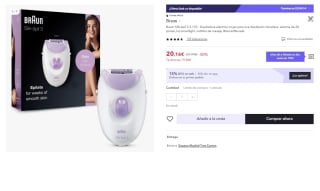 Depiladora Braun Silk-épil 3 3170 - 20 Pinzas, 2 Velocidades, SmarLight, Masaje por 14.11€