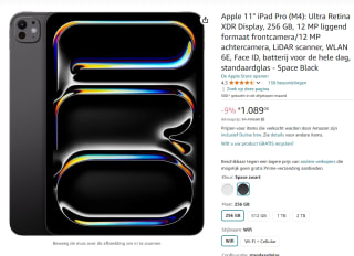 Apple iPad Pro 2024 11 WiFi 256GB Zilver voor €1089 bij Amazon