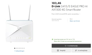 D-Link EAGLE PRO AI AX1500 4G Smart Router G415 voor €49,83 via Galaxus