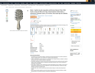 Cepillo de pelo esqueleto antitirones MINI hecho a base de fibras de trigo Desenredante Antienredos y Antirotura por solo 2,95€