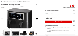 Bourgini Duo Heteluchtfriteuse 2 x 4.0L - Airfryer XXL voor €99 bij de MediaMarkt