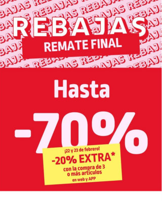Rebajas hasta 70% DTO + 20% DTO extra