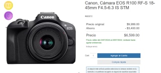 Cámara Canon EOS R100 RF-S 18-45mm por $6,599 en Costco
