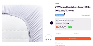 vtwonen Cover Hoeslaken - Wit - 90 x 200/220 cm voor €16,95 bij Ibood