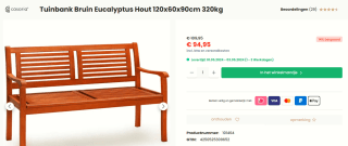 Casaria Tuinbank eucalyptushout 120x60x90cm voor €94,95 bij Deubaxxl