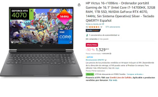 HP Victus 16-r1006ns - Ordenador portátil Gaming de 16.1" (Intel Core i7-14700HX, 32GB RAM, 1TB SSD, NVIDIA GeForce RTX 4070, 144Hz, FreeDos) por 1329€