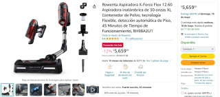 Aspiradora Rowenta X-Force Flex por $5,659 en Amazon por el Hot Sale