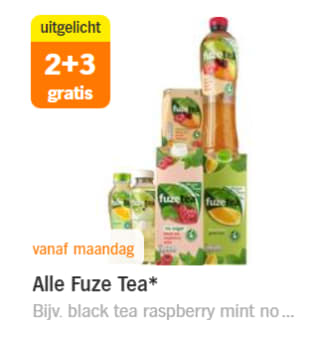 Alle Fuze Tea 2 + 3 gratis bij de AH