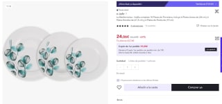Vajilla completa 18 Piezas de Porcelana la mediterranea por por 24,06€ (14,44€ cuenta nueva)