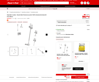 Aspirador escobaa Xiaomi G20 succión 150W Autonomía hasta 60 min Blanco por solo 130,04€