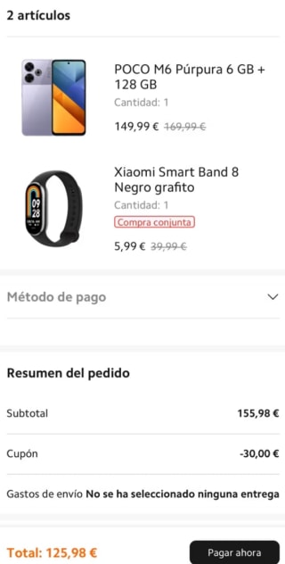 POCO M6 6GB 128GB + Smart Band 8 por solo 125,98€