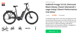 Topkwaliteit ebike met hoge korting. Kalkhoff Image 1.B XXL In het glanzend zwart met een bosch performance line middenmotor