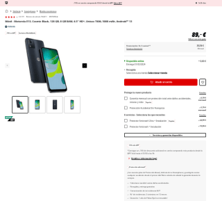 Motorola E13 128 GB 8GB RAM 6.5" HD+ Unisoc T606 5000 mAh por 75,65€
