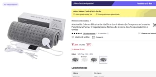 Almohadilla Caliente Eléctrica De 60x30CM Con 9 Niveles por 11,34€