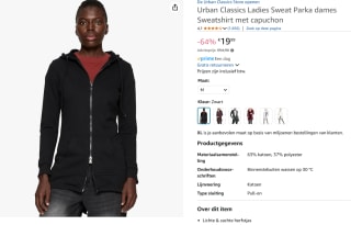 Urban Classics - Sweat Parka jas voor €19,99 bij Amazon