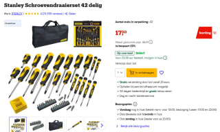 Stanley 42 delige Schroevendraaier set voor €17,50 bij Bol