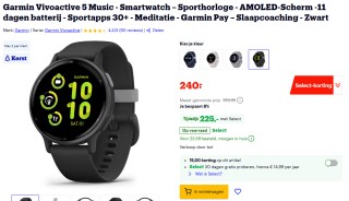 Garmin Vivoactive 5 Music Smartwatch voor €225 bij Bol met Select