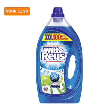 Witte Reus Wasmiddel vloeibaar 100 wasbeurten voor €11,99 bij AH
