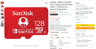 SanDisk - Tarjeta para Nintendo 128GB microSDXC por 12,99€