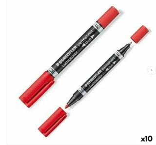 Pack de 10ud Rotulador permanente Staedtler Lumocolor 348 Doble Rojo por 6,64€