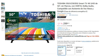 TOSHIBA 50UV2363DG Smart TV 4K UHD de 50" pulgadas por 299€