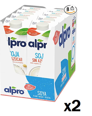 2 Packs de 8 Unidades de 1L de Alpro Bebida Vegetal de Soja sin Azúcar por 26.28€