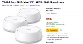 TP-Link Deco BE25 - Mesh WiFi - WiFi 7 - 3600 Mbps - 3 pack voor €299 bij Bol