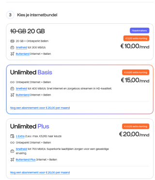 €10 korting op Odido ( unlimited Data + SMS voor €22,50 per maand en €15 MET KLANTVOORDEEL )