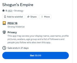 Shogun's Empire gratis via Meta Quest
