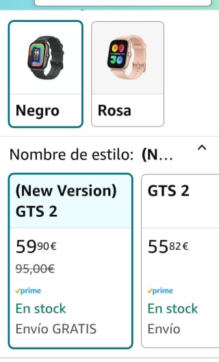 Amazfit GTS 2 New Versión por 59,90€.