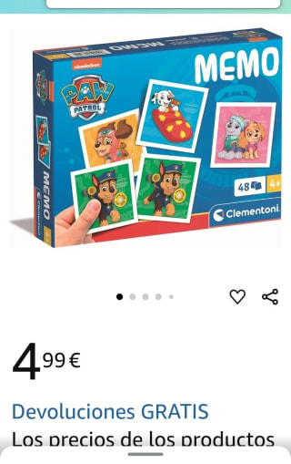 Clementoni Memo Paw Patrol por 4,99€.