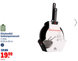 KitchenAid koekenpannenset Ø20 en Ø28 cm voor €24,19 bij Makro
