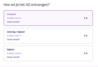 4 Weken de krant voor €4 via Kiosk