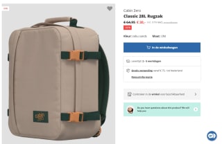 CABINZERO Classic rugzak 28L cebu sand voor €30 bij Blue-tomato