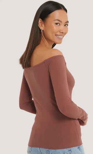 NA-KD Off-Shoulder Top Van Jersey voor €4,99