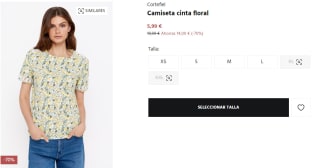 Camiseta de cinta floral para Mujer Cortefiel por 5.99€