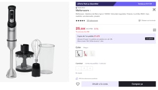 Mellerware Batidora de Mano Spiro! de 1000W por 25.5€ (Cuenta Nueva 15.5€)